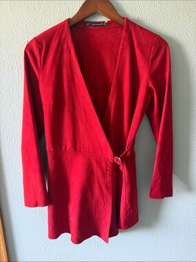 Zara Red Suede Wrap jumper